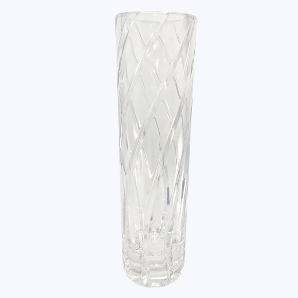 Tiffany & Co. Lead Crystal Bud Vase Cut Diamond Optic Swirl Design - Picture 2 of 8